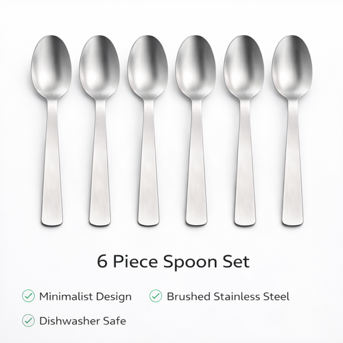 🥄𝑵𝒐𝒓𝒅𝒊𝒄 𝑴𝒊𝒏𝒊𝒎𝒂𝒍𝒊𝒔𝒕 𝑺𝒕𝒂𝒊𝒏𝒍𝒆𝒔𝒔 𝑺𝒕𝒆𝒆𝒍 𝑺𝒑𝒐𝒐𝒏 𝑺𝒆𝒕 – 6 𝑷𝒊𝒆𝒄𝒆 𝑭𝒍𝒂𝒕 𝑯𝒂𝒏𝒅𝒍𝒆 𝑫𝒊𝒏𝒏𝒆𝒓 𝑻𝒂𝒃𝒍𝒆𝒔𝒑𝒐𝒐𝒏𝒔