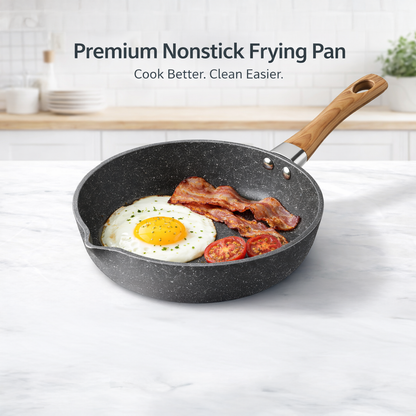 🍲𝑷𝒓𝒆𝒎𝒊𝒖𝒎 𝑵𝒐𝒏𝒔𝒕𝒊𝒄𝒌 𝑭𝒓𝒚𝒊𝒏𝒈 𝑷𝒂𝒏 20𝒄𝒎 – 𝑮𝒓𝒂𝒏𝒊𝒕𝒆 𝑪𝒐𝒂𝒕𝒊𝒏𝒈 𝑺𝒌𝒊𝒍𝒍𝒆𝒕 𝒘𝒊𝒕𝒉 𝑷𝒐𝒖𝒓 𝑺𝒑𝒐𝒖𝒕 & 𝑬𝒓𝒈𝒐𝒏𝒐𝒎𝒊𝒄 𝑾𝒐𝒐𝒅 𝑯𝒂𝒏𝒅𝒍𝒆
